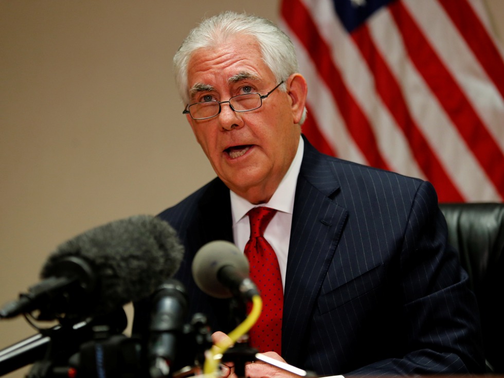 蒂勒森国会讲话：中美在亚洲存爆发冲突风险