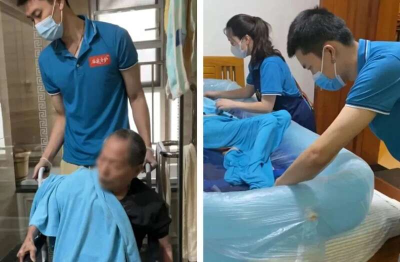 帮失能老人洗澡